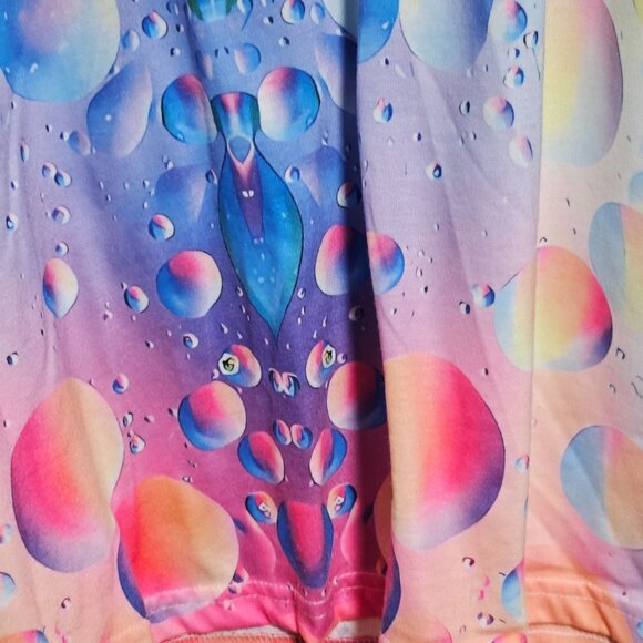 Colorful Bubble Pattern V-Neck T-Shirt Womens Plus Size 5XL Boho Short Sleeve - Picture 3 of 5